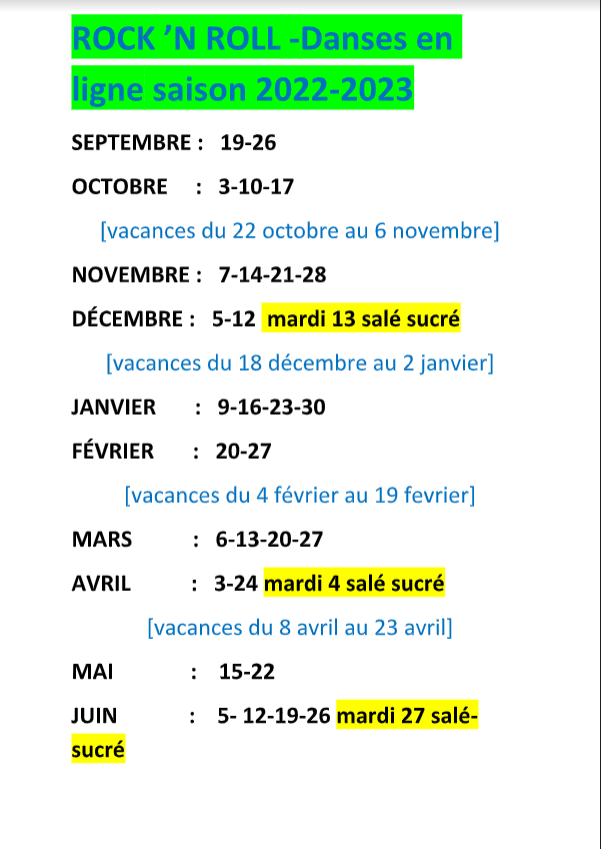 calendrier rock DS